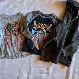 Two Long Sleeve Shirts and Zip Hoodie 4t